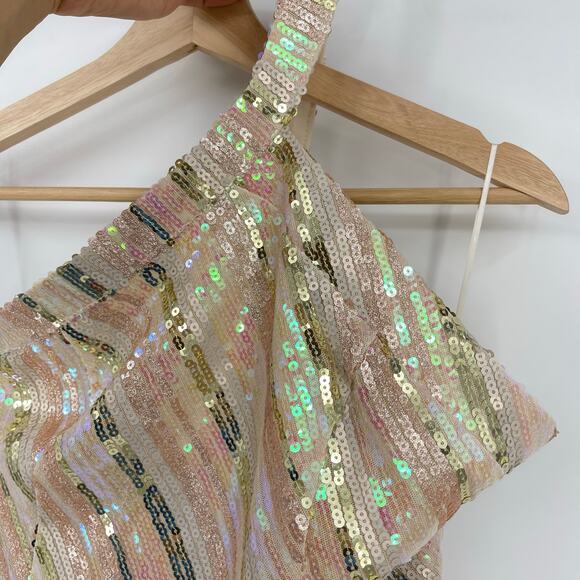 superdown | NWT Cicely Mini Dress in Sequin Multi Cream Pastel Iridescent L - Picture 9 of 14